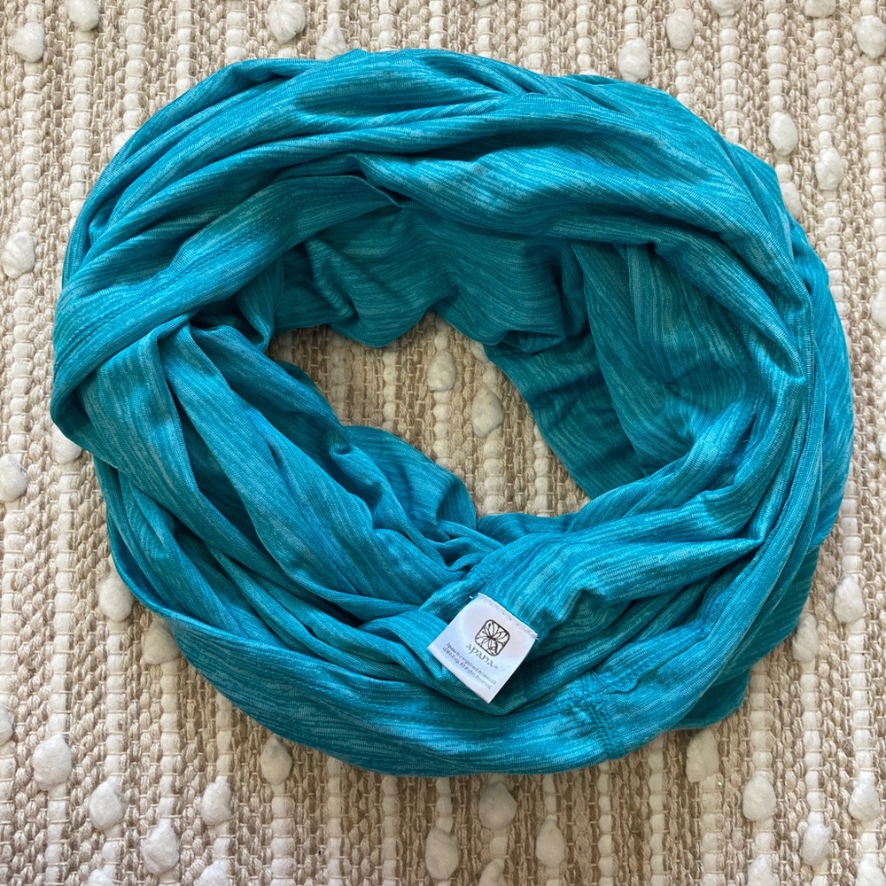 Apana Teal Blue Space Dye Infinity Yoga Scarf